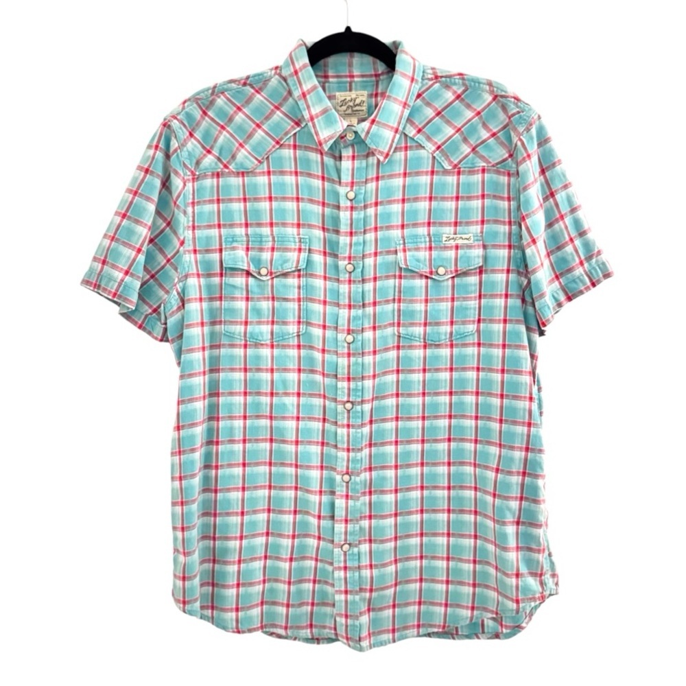 💙Lucky Brand Blue and Red Casual Button Down Shirt